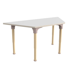 English Elm Bright Beginnings 47" Adjustable Height Wooden Trapezoid Table - Perfect for Classroom Activities & Growth MK-ME088028-GG