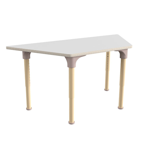 English Elm Bright Beginnings 47" Adjustable Height Wooden Trapezoid Table - Perfect for Classroom Activities & Growth MK-ME088028-GG