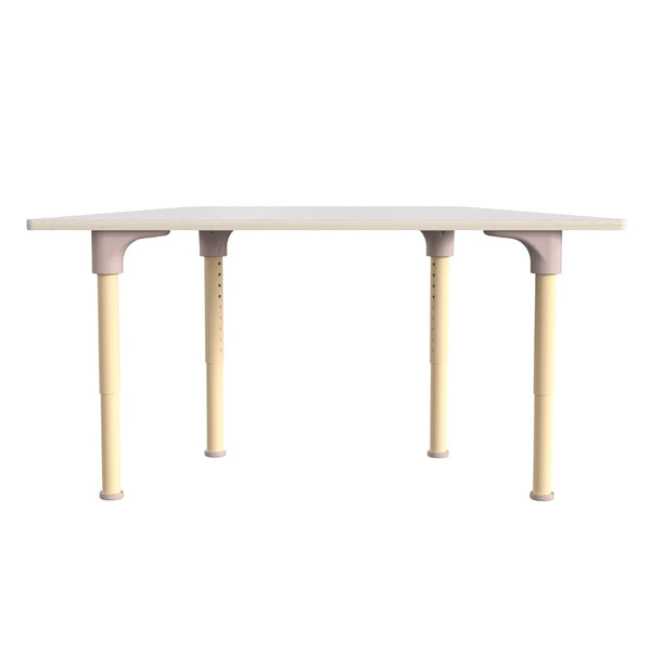 English Elm Bright Beginnings 47" Adjustable Height Wooden Trapezoid Table - Perfect for Classroom Activities & Growth MK-ME088028-GG