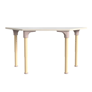 English Elm Bright Beginnings 47" Adjustable Height Wooden Trapezoid Table - Perfect for Classroom Activities & Growth MK-ME088028-GG