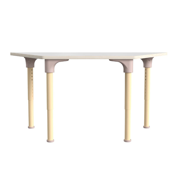English Elm Bright Beginnings 47" Adjustable Height Wooden Trapezoid Table - Perfect for Classroom Activities & Growth MK-ME088028-GG
