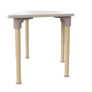 English Elm Bright Beginnings 47" Adjustable Height Wooden Trapezoid Table - Perfect for Classroom Activities & Growth MK-ME088028-GG