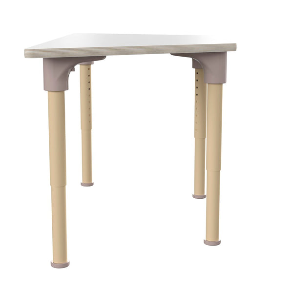English Elm Bright Beginnings 47" Adjustable Height Wooden Trapezoid Table - Perfect for Classroom Activities & Growth MK-ME088028-GG