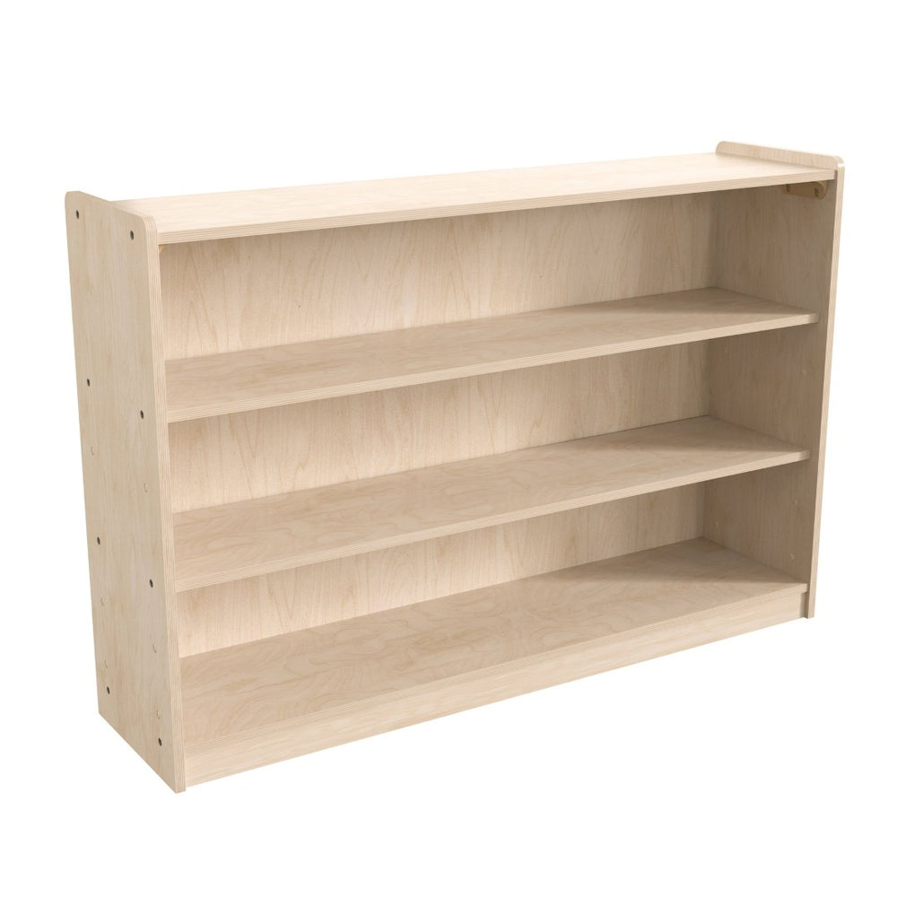English Elm Bright Beginnings Extra Wide 3 Shelf Wooden Classroom Storage Unit - Safe, Durable, Kid-Friendly Design MK-ME088029-GG