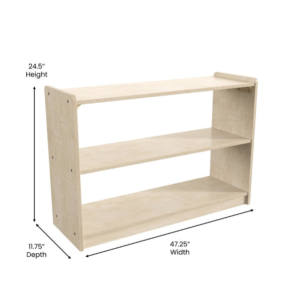 English Elm Bright Beginnings Extra Wide 2-Shelf Classroom Storage Unit - Durable, Safe, Kid-Friendly Design! MK-ME088030-GG