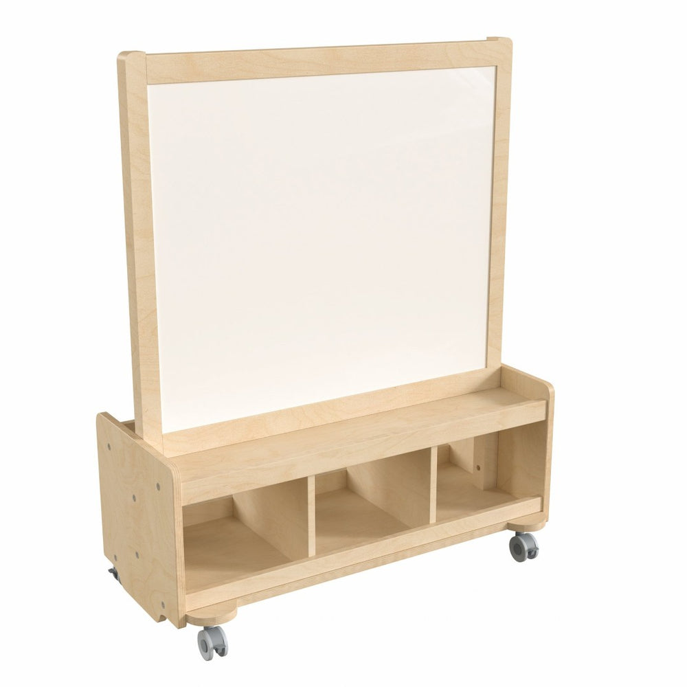 English Elm Bright Beginnings Mobile Art Station for 2 – Dual-Sided Chalkboard & Whiteboard with Storage & Wheels MK-ME09050-GG