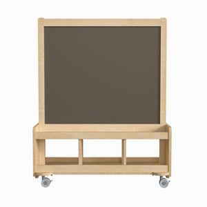 English Elm Bright Beginnings Mobile Art Station for 2 – Dual-Sided Chalkboard & Whiteboard with Storage & Wheels MK-ME09050-GG