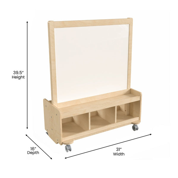 English Elm Bright Beginnings Mobile Art Station for 2 – Dual-Sided Chalkboard & Whiteboard with Storage & Wheels MK-ME09050-GG
