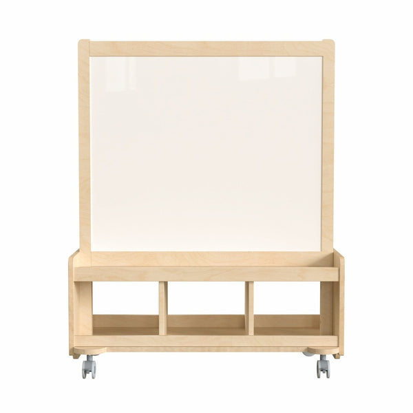 English Elm Bright Beginnings Mobile Art Station for 2 – Dual-Sided Chalkboard & Whiteboard with Storage & Wheels MK-ME09050-GG