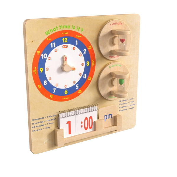 English Elm Bright Beginnings Telling Time Wall Activity Board - Durable STEAM Learning Tool for Classrooms MK-ME09609-GG