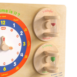 English Elm Bright Beginnings Telling Time Wall Activity Board - Durable STEAM Learning Tool for Classrooms MK-ME09609-GG