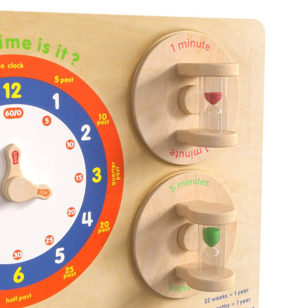English Elm Bright Beginnings Telling Time Wall Activity Board - Durable STEAM Learning Tool for Classrooms MK-ME09609-GG