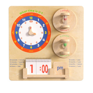 English Elm Bright Beginnings Telling Time Wall Activity Board - Durable STEAM Learning Tool for Classrooms MK-ME09609-GG