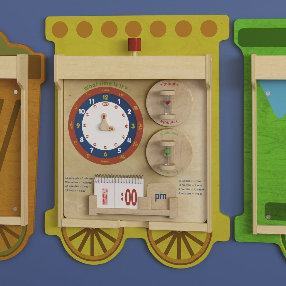 English Elm Bright Beginnings Telling Time Wall Activity Board - Durable STEAM Learning Tool for Classrooms MK-ME09609-GG