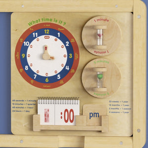 English Elm Bright Beginnings Telling Time Wall Activity Board - Durable STEAM Learning Tool for Classrooms MK-ME09609-GG