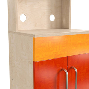 English Elm Bright Children's Kitchen Cabinet - Greenguard Certified, Durable Wooden Playset with Microwave & Storage MK-ME10292-GG