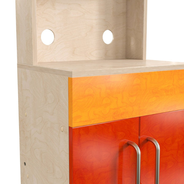 English Elm Bright Children's Kitchen Cabinet - Greenguard Certified, Durable Wooden Playset with Microwave & Storage MK-ME10292-GG