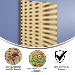 English Elm Bright Beginnings STEAM Wall Peg Panel - Commercial Grade, Modular Design for Hands-On Learning & Play MK-ME10971-GG