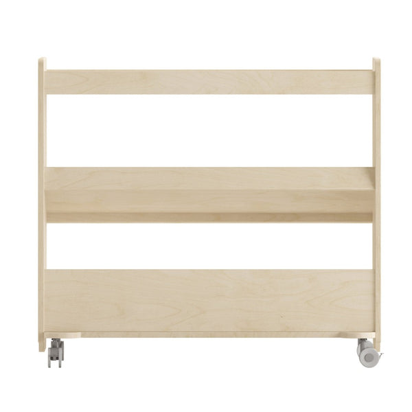 English Elm Bright Mobile Classroom Storage Cart - 3 Angled Shelves, Locking Wheels, Kid-Friendly Design, Natural Finish MK-ME13705-GG