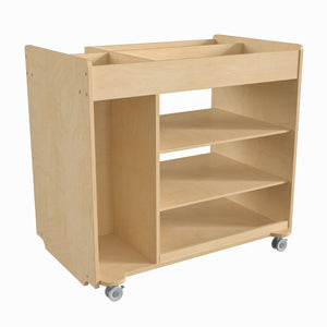 English Elm Bright Beginnings Mobile Wooden Storage Cart with Versatile Shelves, Locking Wheels & Safe Design MK-ME14504-GG