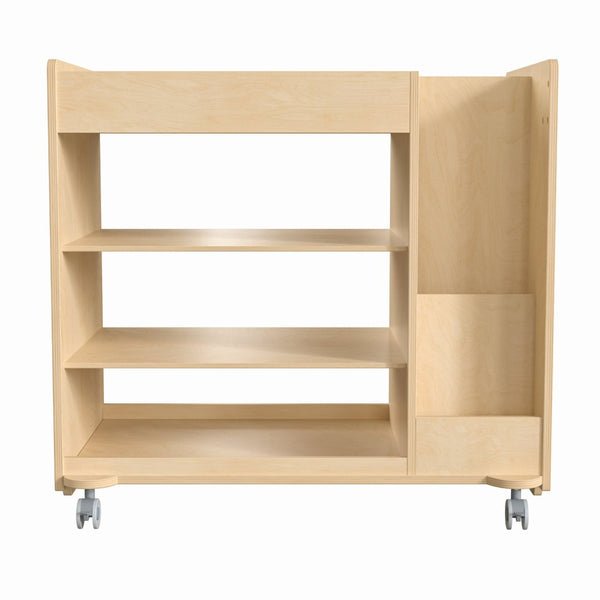 English Elm Bright Beginnings Mobile Wooden Storage Cart with Versatile Shelves, Locking Wheels & Safe Design MK-ME14504-GG