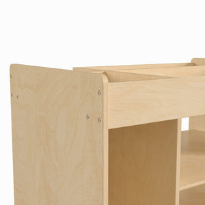 English Elm Bright Beginnings Mobile Wooden Storage Cart with Versatile Shelves, Locking Wheels & Safe Design MK-ME14504-GG
