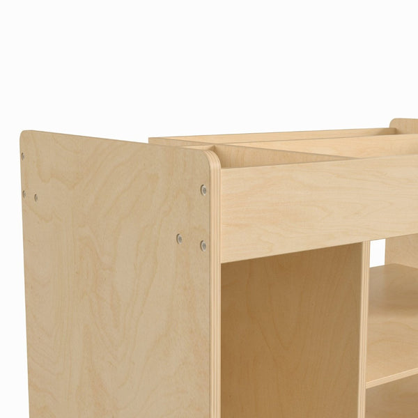 English Elm Bright Beginnings Mobile Wooden Storage Cart with Versatile Shelves, Locking Wheels & Safe Design MK-ME14504-GG