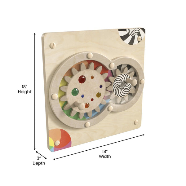 English Elm Bright Beginnings Commercial-Grade STEAM Wall Activity Board with Gears for Hands-On Learning Fun MK-ME14719-GG
