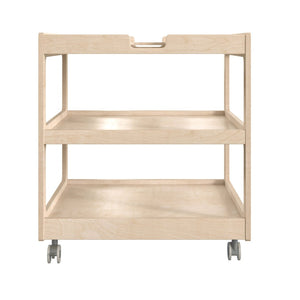 English Elm Bright Mobile Classroom Storage Cart - 3 Shelf Space-Saving Design with Locking Casters & Natural Finish MK-ME14795-GG