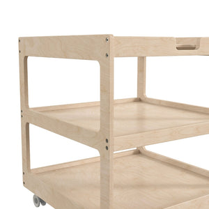 English Elm Bright Mobile Classroom Storage Cart - 3 Shelf Space-Saving Design with Locking Casters & Natural Finish MK-ME14795-GG