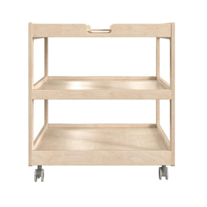 English Elm Bright Mobile Classroom Storage Cart - 3 Shelf Space-Saving Design with Locking Casters & Natural Finish MK-ME14795-GG