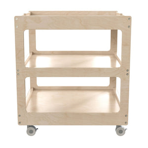 English Elm Bright Mobile Classroom Storage Cart - 3 Shelf Space-Saving Design with Locking Casters & Natural Finish MK-ME14795-GG