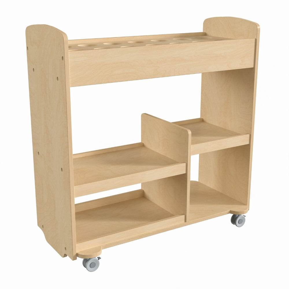 English Elm Bright Beginnings Mobile Storage Cart with 14 Round Compartments & Locking Wheels for Classrooms MK-ME16614-GG