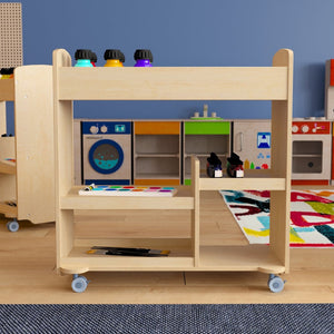 English Elm Bright Beginnings Mobile Storage Cart with 14 Round Compartments & Locking Wheels for Classrooms MK-ME16614-GG