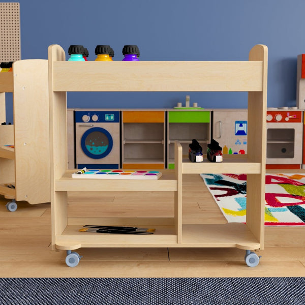 English Elm Bright Beginnings Mobile Storage Cart with 14 Round Compartments & Locking Wheels for Classrooms MK-ME16614-GG