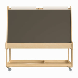 English Elm Bright Beginnings Mobile Dual-Sided Art Station for 4 Kids with Storage & Locking Caster Wheels, Natural MK-ME16621-GG