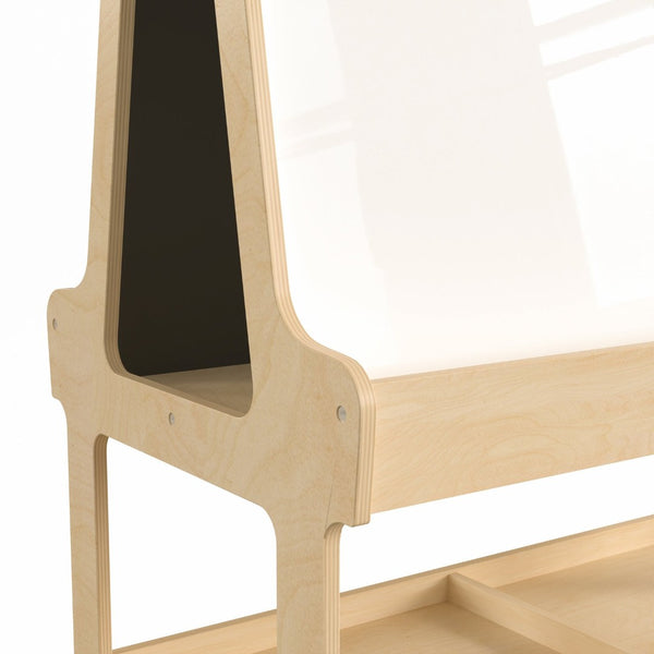 English Elm Bright Beginnings Mobile Dual-Sided Art Station for 4 Kids with Storage & Locking Caster Wheels, Natural MK-ME16621-GG