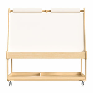 English Elm Bright Beginnings Mobile Dual-Sided Art Station for 4 Kids with Storage & Locking Caster Wheels, Natural MK-ME16621-GG