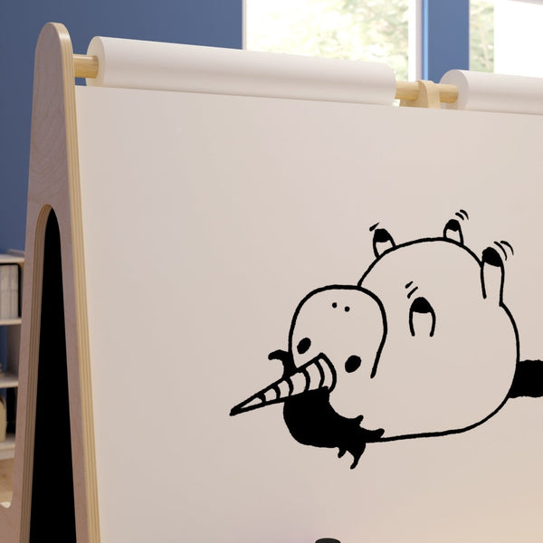 English Elm Bright Beginnings Mobile Dual-Sided Art Station for 4 Kids with Storage & Locking Caster Wheels, Natural MK-ME16621-GG