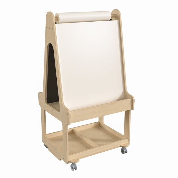 English Elm Bright Beginnings Mobile Dual-Sided Art Station for 2 Students – Locking Wheels & Storage Solutions! MK-ME16768-GG