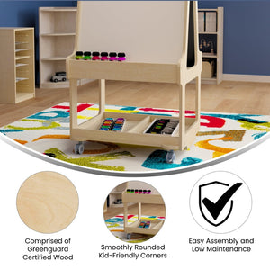 English Elm Bright Beginnings Mobile Dual-Sided Art Station for 2 Students – Locking Wheels & Storage Solutions! MK-ME16768-GG