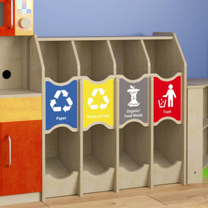 English Elm Bright Beginnings Wooden Pretend Play Recycling Station – Durable, Engaging, & Educational for Kids MK-ME17154-GG