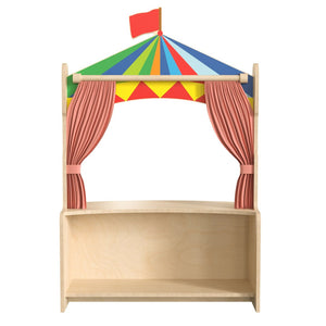 English Elm Bright Beginnings Wooden Puppet Theater with Magnetic Chalkboard & Removable Curtains for Kids' Play MK-ME19202-GG