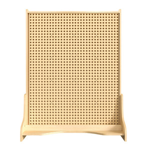 English Elm Bright Beginnings Dual-Sided Freestanding STEAM Wall with Natural Wood Finish for Kids' Learning Fun MK-ME19936-GG