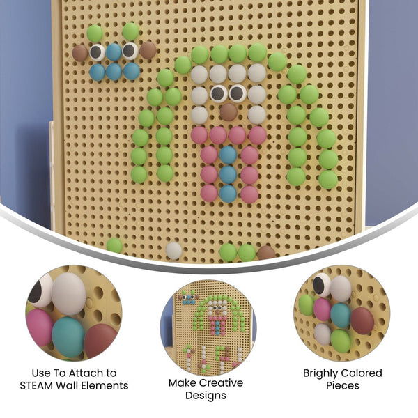 English Elm Bright Beginnings 64-Piece Jumbo Peg Set - Durable Pastel Accessories for Creative STEAM Learning Fun! MK-ME21120-GG