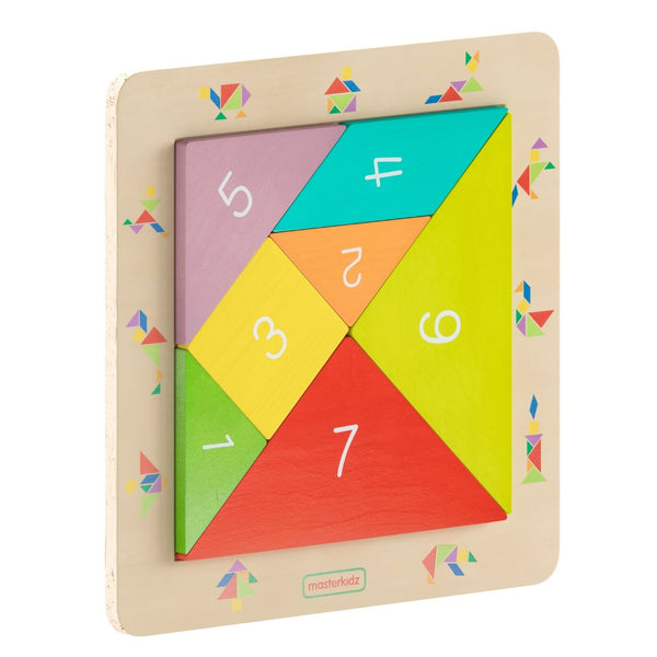 English Elm Bright Beginnings STEM Tangram Learning Board - Durable Natural Birch Plywood for Kids' Play & Skills MK-MK00538-GG