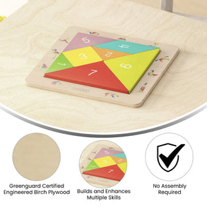 English Elm Bright Beginnings STEM Tangram Learning Board - Durable Natural Birch Plywood for Kids' Play & Skills MK-MK00538-GG