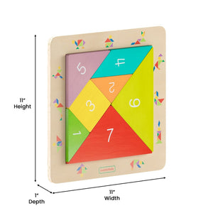 English Elm Bright Beginnings STEM Tangram Learning Board - Durable Natural Birch Plywood for Kids' Play & Skills MK-MK00538-GG