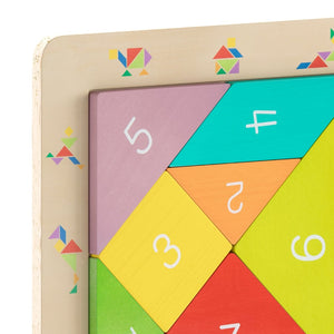 English Elm Bright Beginnings STEM Tangram Learning Board - Durable Natural Birch Plywood for Kids' Play & Skills MK-MK00538-GG