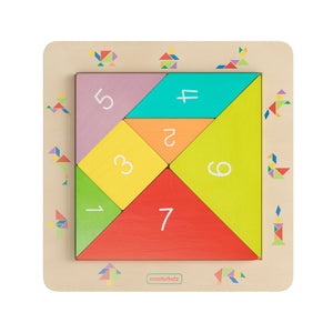 English Elm Bright Beginnings STEM Tangram Learning Board - Durable Natural Birch Plywood for Kids' Play & Skills MK-MK00538-GG